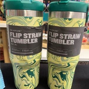 Stanley Green and Silver Flip Straw Tumbler